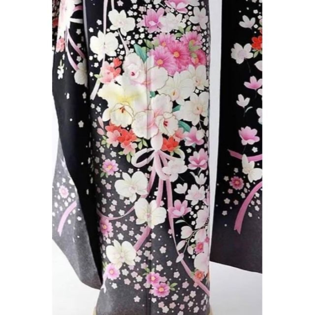 【新品】振袖　フルセット　セット　正絹　白の桜やピンクリボンが可愛い振袖　成人式