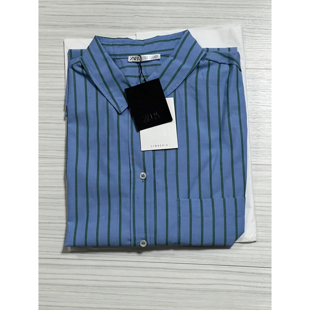 ZARA - 【完売商品】ZARA ストライプ柄オーバーサイズシャツ ストライプシャツ 空色の通販 by tam's shop|ザラならラクマ