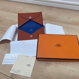 エルメス(Hermes)のカルヴィ ヴェルソ カードケース オレンジ系 Z刻(パスケース/IDカードホルダー)