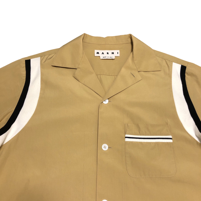 MARNI マルニ リブ切替オープンカラー ボウリングシャツ ベージュ 50