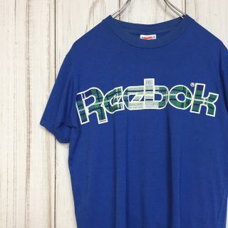 リーボック(Reebok)のリーボック 半袖Tシャツ 80年代 ビッグロゴ 青 M 古着(Tシャツ/カットソー(半袖/袖なし))