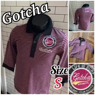 ガッチャ(GOTCHA)のgotcha golf 美品！メンズS 五分袖ボーダーポロシャツ　ゴルフに(ウエア)