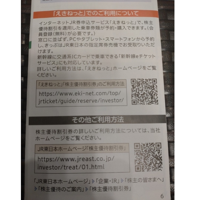 JR東日本株主優待割引券　4割引　新幹線可 2