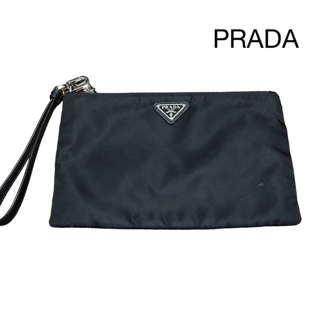 ブランドPRADAプラダ【ギャランティカード付き】PRADA プラダ ポーチ サフィアーノ プレートロゴ