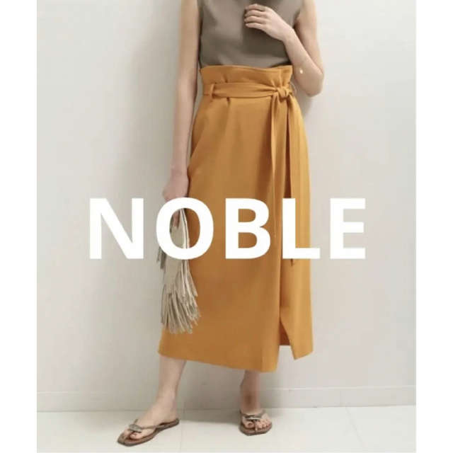 Noble(ノーブル)のNOBLEノーブル オーバータックラップ風リボンスカート オレンジ サイズ38 レディースのスカート(ロングスカート)の商品写真