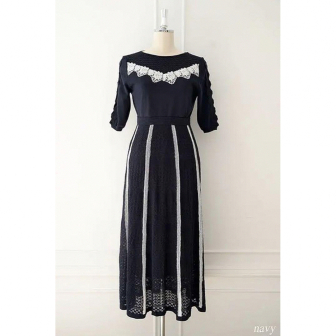 新品　Lace-trimmed Cotton-blend Knit Dress