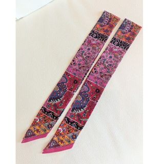 オープニング 大放出セール 【美品】エルメス ツイリー ピンク 2本 花