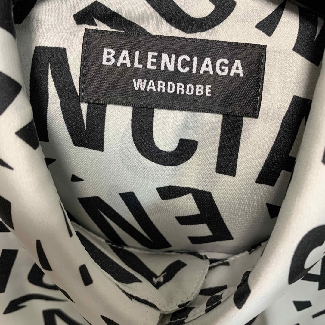 BALENCIAGA 22sr logo シャツ 総柄 38 バレンシアガ ロゴ