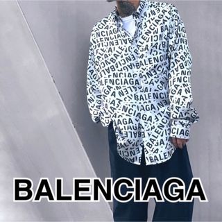 バレンシアガ(Balenciaga)のBALENCIAGA 22sr logo シャツ 総柄 38 バレンシアガ ロゴ(シャツ)