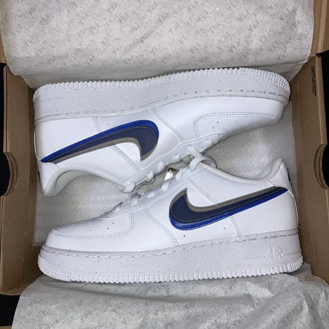 NIKE - エアフォースワン ロー インパクト 白 黒 青 24.5cm 箱付きの