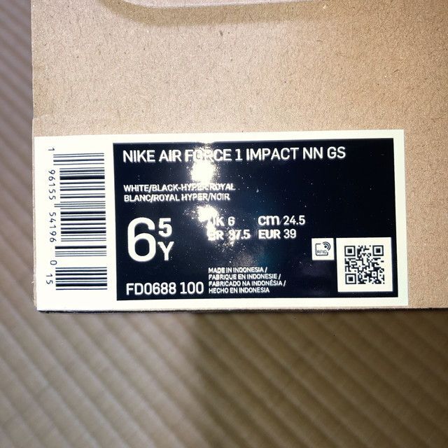 NIKE - エアフォースワン ロー インパクト 白 黒 青 24.5cm 箱付きの