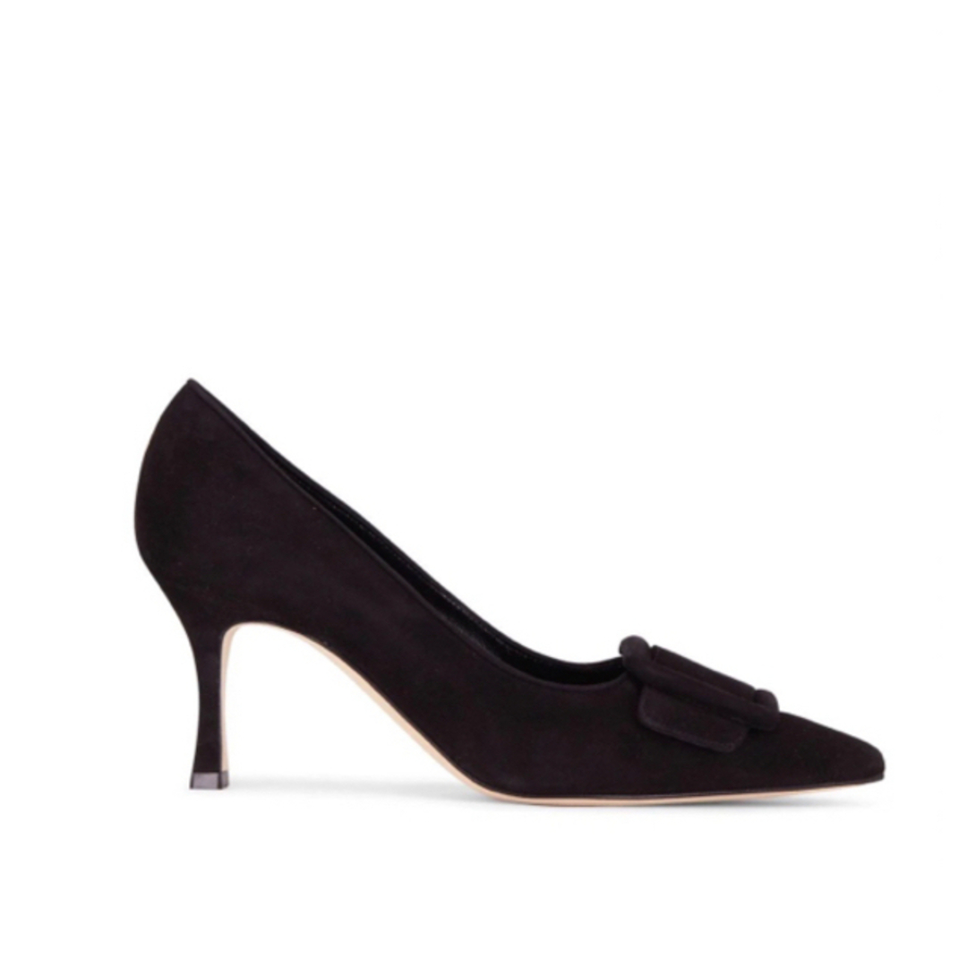 MANOLO BLAHNIK(マノロブラニク)のマノロブラニク　メイセールパンプス　スエード素材　ブラック色　サイズ39 新品 レディースの靴/シューズ(ハイヒール/パンプス)の商品写真