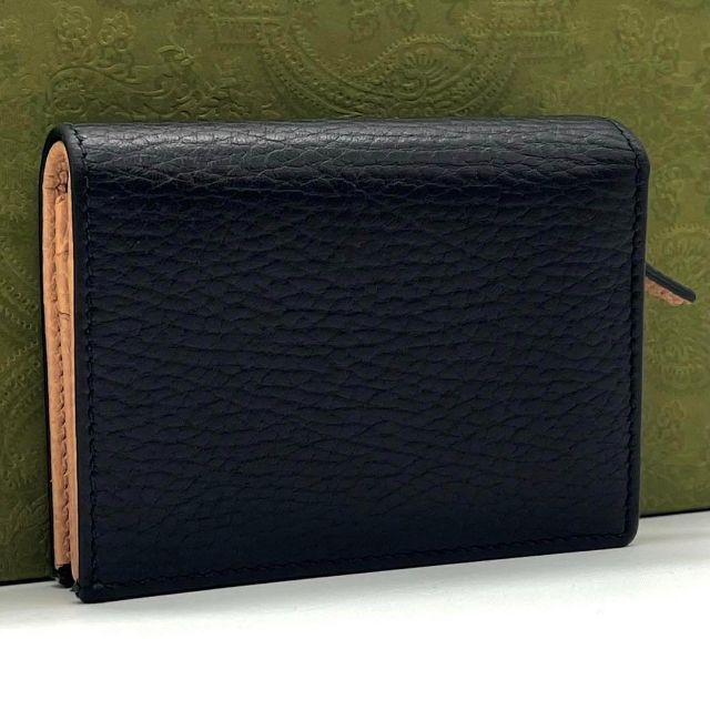 極美品】GUCCI GGマーモント ボウ リボンモチーフ 二つ折りミニ財布-