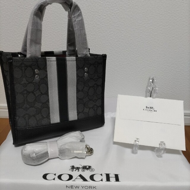 ◇COACH コーチ シグネチャー トートバッグ ブラック系 保存袋付き