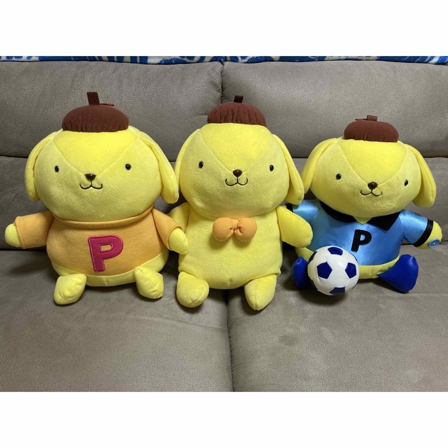 ［レアぬいぐるみ］ポムポムプリン3体セット　蝶ネクタイ、サッカー、セーター | フリマアプリ ラクマ