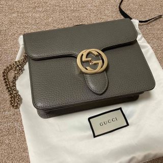 グッチ(Gucci)のグッチ　インターロッキング　バッグ　グレー　GUCCI(ショルダーバッグ)