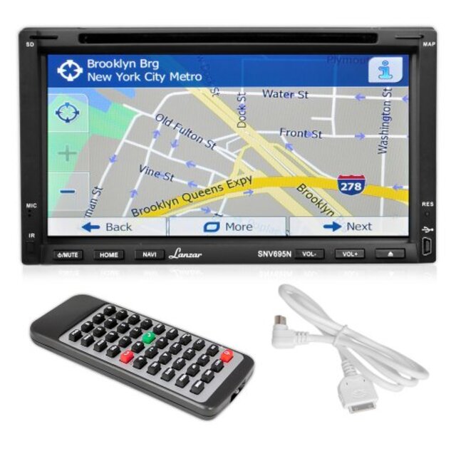 Lanzar SNV695N 6.95 in. Double-DIN Touchscreen Video DVD-MP4-MP3-CD Player With Hands-Free Bluetooth, GPS with USA-Canada-Mexico Maps, i8my1cf