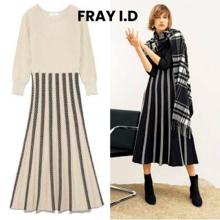 フレイアイディー(FRAY I.D)のFRAY.ID＊ワッフルストライプニットワンピース(ロングワンピース/マキシワンピース)