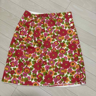 70s  vintage フラワー　スカート　ビンテージ　巻きスカート(ひざ丈スカート)
