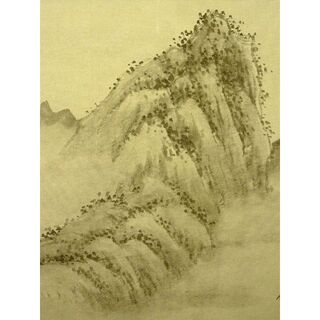 掛軸 玄慧『水墨山水図』中国画 絹本 肉筆 掛け軸 a07206
