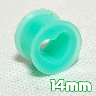 14mm 9/16" ピアス グリーン トンネル 拡張 くり抜きハート(ピアス(片耳用))