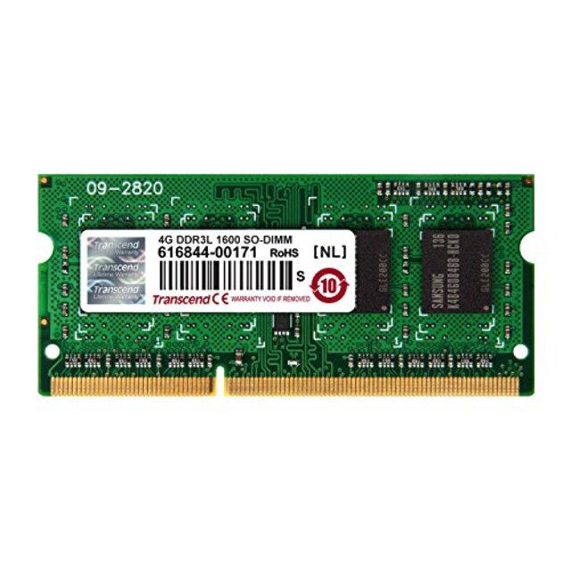 Transcend ノートPC用メモリ PC3L-12800 DDR3L 1600 4GB 1.35V (低電圧) - 1.5V 両対応 204pin SO-DIMM TS512MSK64W6H khxv5rg