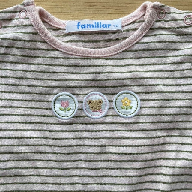familiar(ファミリア)の70センチ　ファミリア　ボーダーロンパース キッズ/ベビー/マタニティのベビー服(~85cm)(ロンパース)の商品写真