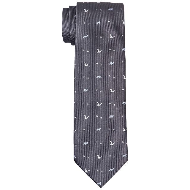 【色: お散歩ねこ×グレー】ドレスコード101 洗えるネクタイ かわいいデザイン