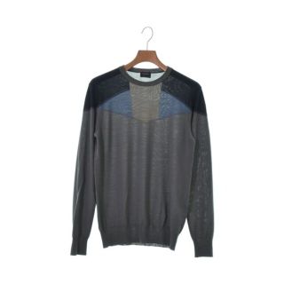 ジルサンダー(Jil Sander)のJIL SANDER ジルサンダー ニット・セーター 46(M位) グレーx紺 【古着】【中古】(ニット/セーター)