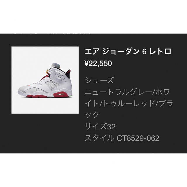 AIR JORDAN NIKE RETRO エアジョーダン6 レトロ32cm希少