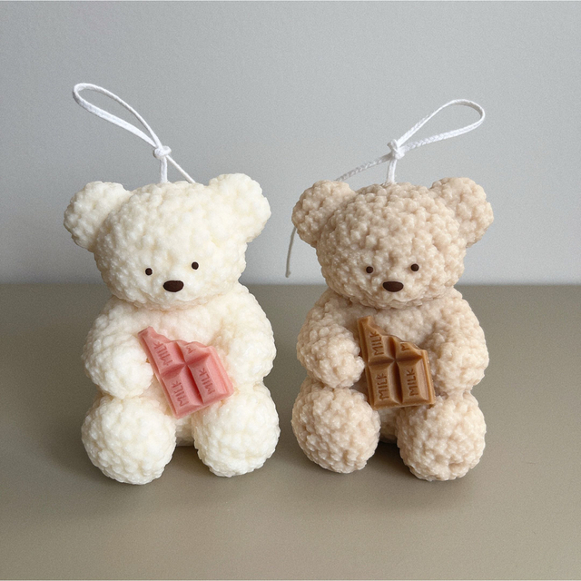 🏷️ teddy bear candle #beige ハンドメイドのインテリア/家具(アロマ/キャンドル)の商品写真