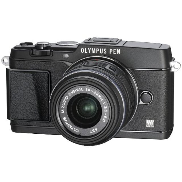 OLYMPUS ミラーレス一眼 PEN E-P5 14-42mm レンズキット(ビューファインダー VF-4セット) ブラック E-P5 14-42mm LKIT BLK khxv5rg