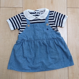 ポロ(POLO（RALPH LAUREN）)のポロ　ベビー　ワンピース　70 女の子　半袖　夏　デニム　ボーダー　ラルフローレ(ワンピース)