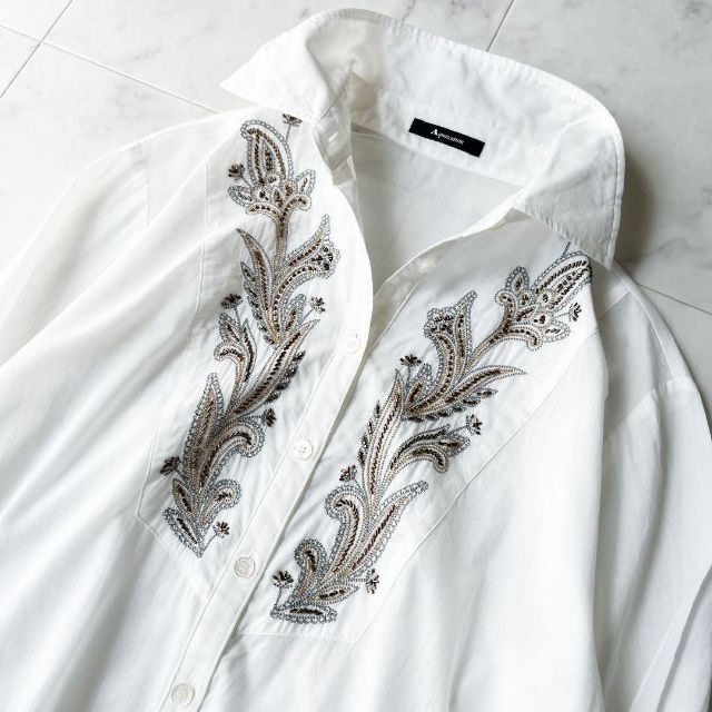 2点✨アクアスキュータム × エポカ　刺繍 コットンシャツ ホワイト 4
