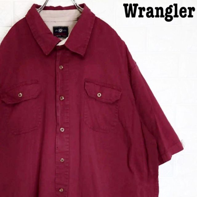 Wrangler(ラングラー)の超ゆるだぼ★ラングラー Wrangler 半袖シャツ コットン100% ボルドー メンズのトップス(シャツ)の商品写真