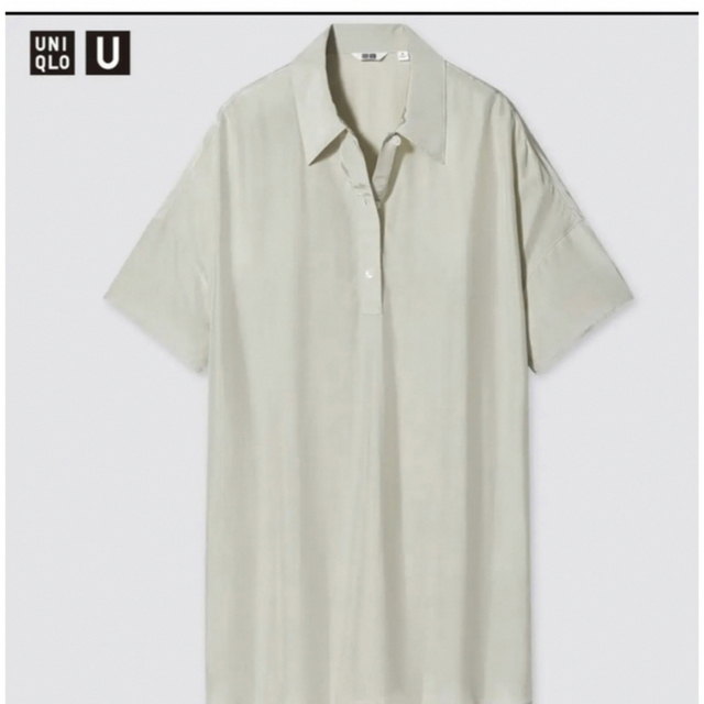 UNIQLO(ユニクロ)のシャイニーレーヨンポロチュニック（半袖）ライトグリーン レディースのトップス(シャツ/ブラウス(半袖/袖なし))の商品写真