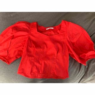 スライ(SLY)のSLY  COTTON LACE DOCKING トップス RED(シャツ/ブラウス(半袖/袖なし))