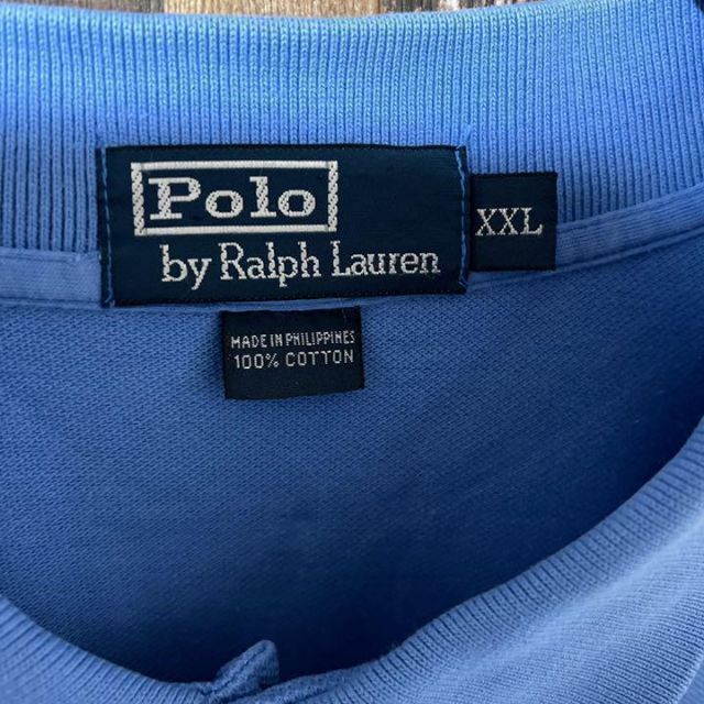 ラルフローレン 水色系 メンズ ロゴ 2XL  90s 半袖 ポロシャツ