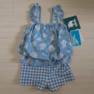 モズ(moz)のMOZ モズ 女の子用 水着 110 ワンピース チェック ブルー系(水着)