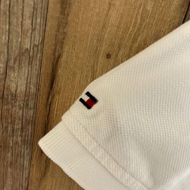 トミーヒルフィガー メンズ ロゴ ホワイト M  90s 半袖 ポロシャツ