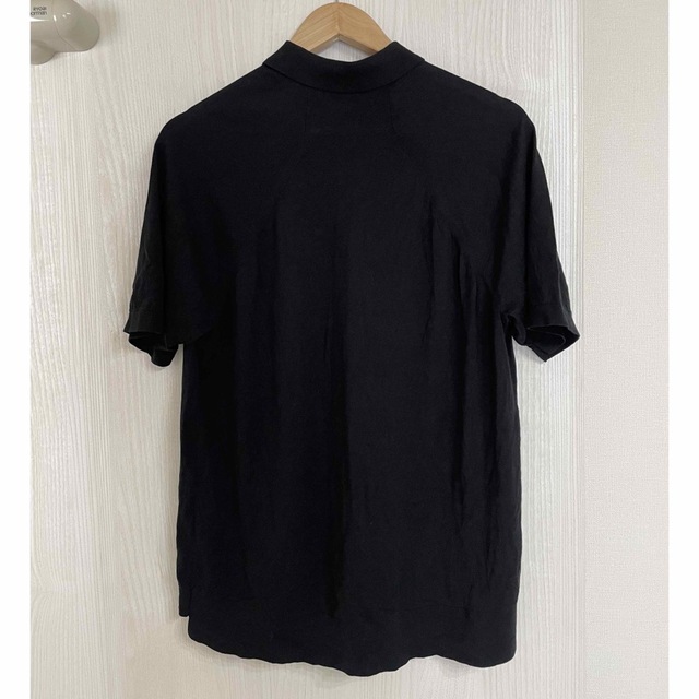 UNIQLO(ユニクロ)のシルクコットンニットポロシャツ（半袖）L ブラック メンズのトップス(ポロシャツ)の商品写真