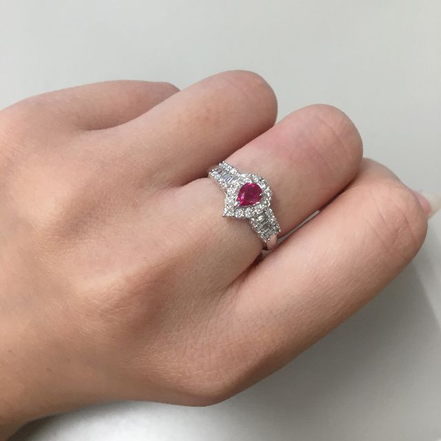 新品 ルビー ダイヤモンド リング 0.40ct Pt900 9