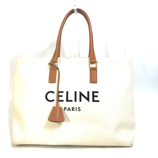 レディースセリーヌ CELINE ホリゾンタル カバ 190062 肩掛け ロゴ トートバッグ カバン ショルダーバッグ キャンバス/レザー ナチュラル/タン ベージュ