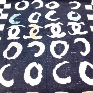 シャネル(CHANEL)のシャネル CHANEL COCO CC ココマーク ブランケット インテリア バスタオル ビーチタオル タオル コットン ブラック(タオル/バス用品)