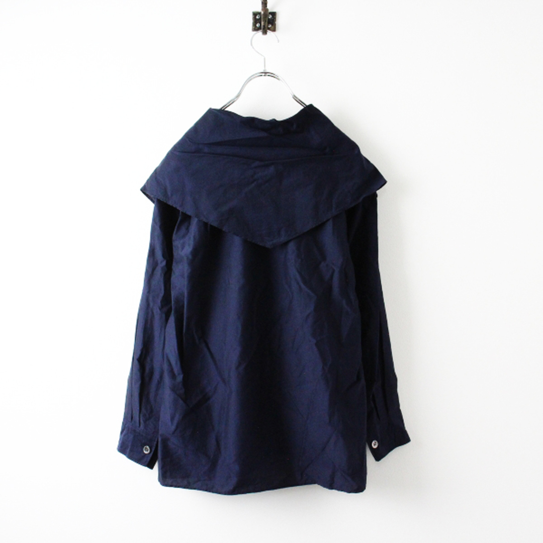 美品 定価4.1万 2023SS MARGARET HOWELL マーガレットハウエル FINE COTTON SILK シャツ 1/ネイビー リボン【2400013329842】 3