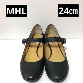 マーガレットハウエル(MARGARET HOWELL)のレディース　マーガレットハウエル　MHL ストラップ　パンプス　黒　革　24 春(ハイヒール/パンプス)