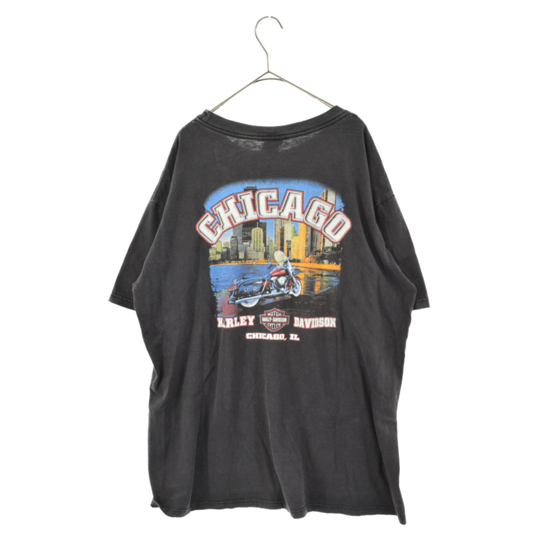 VINTAGE ヴィンテージ Harley Davidson motorcycles CHICAGO シカゴ クラシックロゴ プリント半袖Tシャツ ブラック