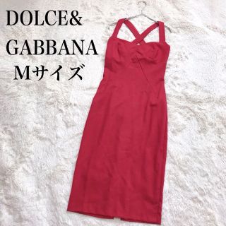 ドルチェアンドガッバーナ(DOLCE&GABBANA)の美品 DOLCE&GABBANA ドルガバ クロス ドレス レッド ワンピース(ひざ丈ワンピース)