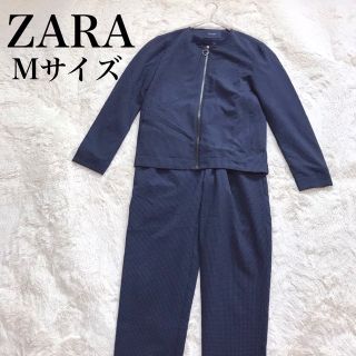 ザラ(ZARA)の美品 ZARA MAN ザラ 薄手 ファスナー セットアップ ネイビー 総柄(セットアップ)