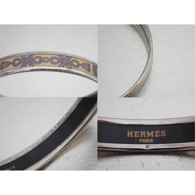 エルメス HERMES バングル ブレスレット エマイユ メタル/エナメル シルバーｘイエローベージュ レディース 送料無料 e54017a